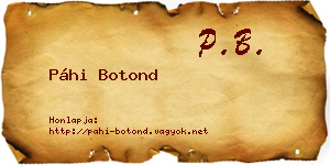 Páhi Botond névjegykártya